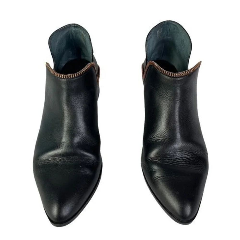 Halogen Boots Womens 7.5 Piper‎ Black Leather Copper Zipper Decor Ankle Shoess
